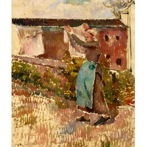 CAMILLE PISSARRO : 'Femme tendant du linge, ragny, tude' (DOBIASCHOFSKY AUKTIONEN AG)